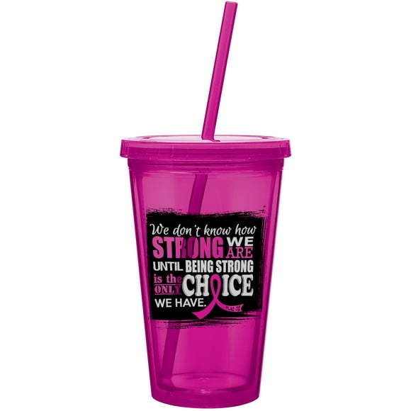 Hot Pink Fight Like a Girl Stainless Steel and Acrylic Travel Tumbler/Mug Hot Pink Fight Like a Girl Stainless Steel and Acrylic Travel Tumbler/Mug